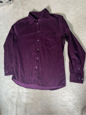Men's Long-Sleeve Corduroy Shirt - Deep aubergine plum